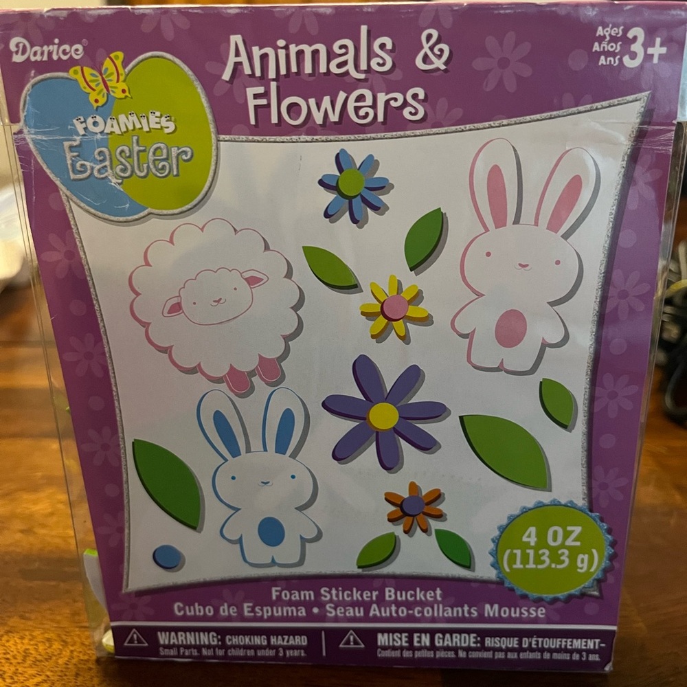 Darice Foamies Easter Animals & Flowers Stickers - Purple, White, Pink